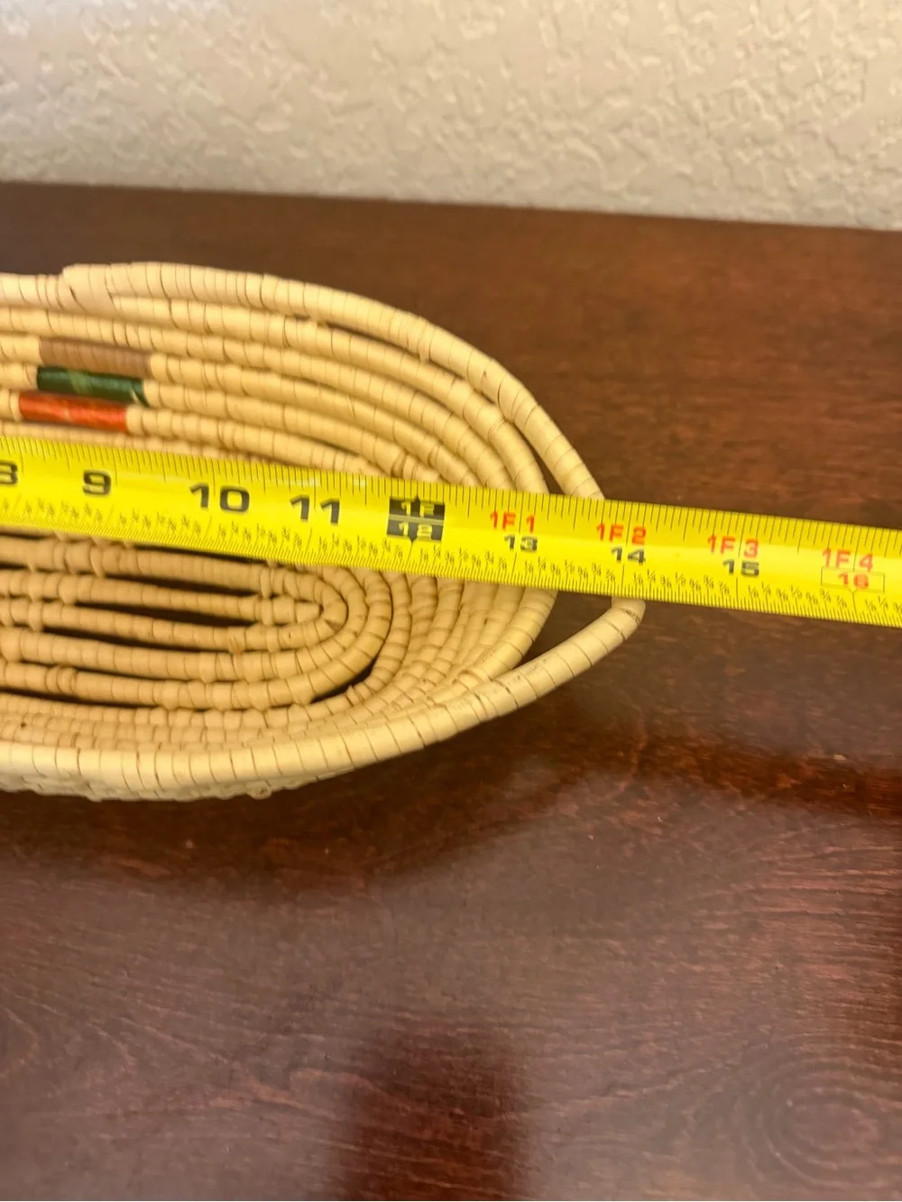 Vintage Handmade Sweetgrass Bread Serving Basket Woven Coil Loop Handles 14